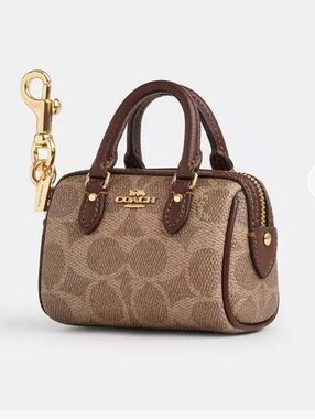 Coach Mini Rowan Bag Charm in Brown and Gold